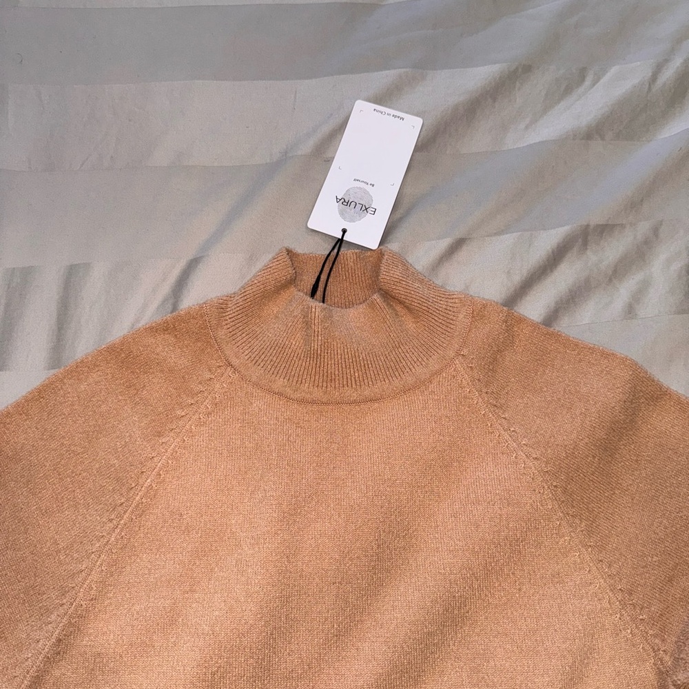 Elegant Tan Long Sleeve Dress - Picture 3 of 4